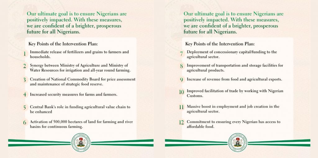 President Tinubu 10-point plan to rescue food security issue in Nigeria